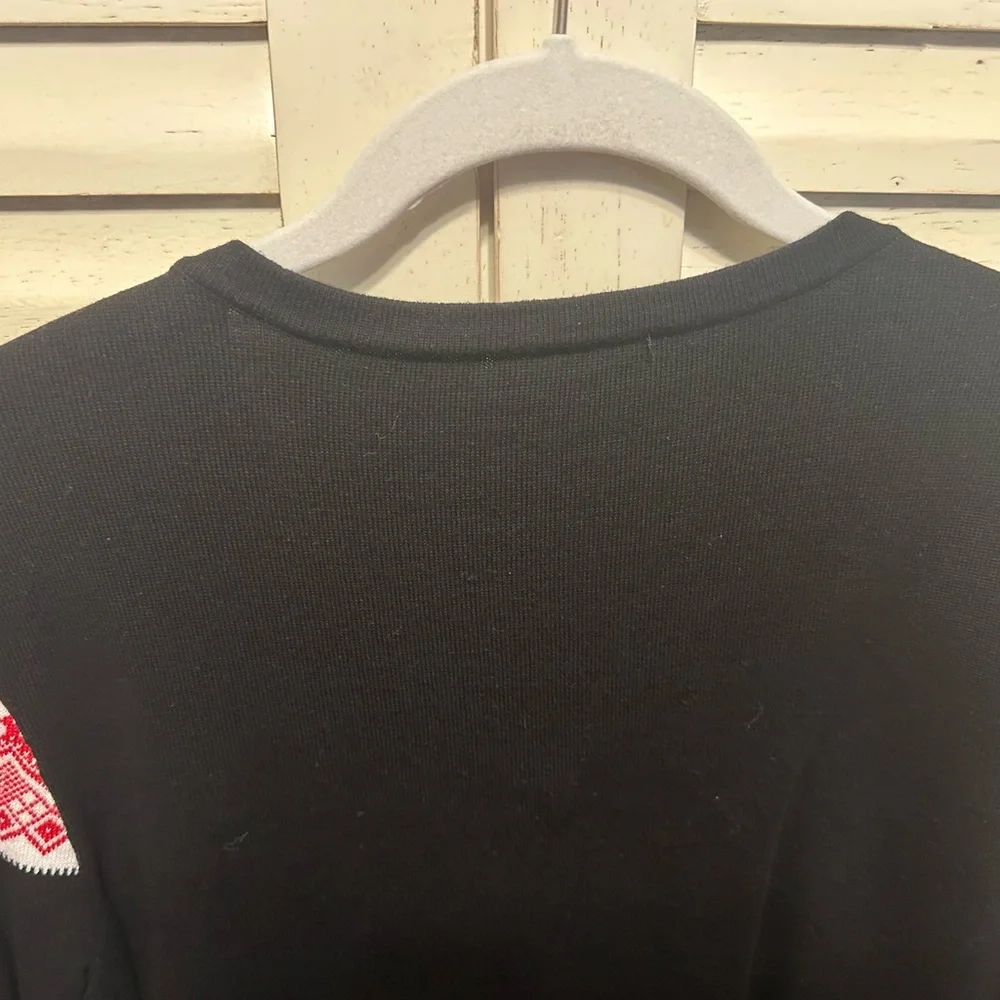 Black and Red V-Neck Fair Isle Women’s Sweater - Picture 5 of 8